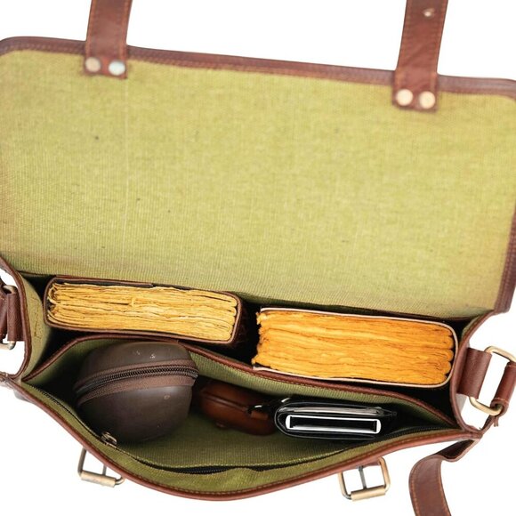 10" Inch Leather Messenger Bag vintage satchel bag Crossbody Bags for Men and Wo - Picture 8 of 8